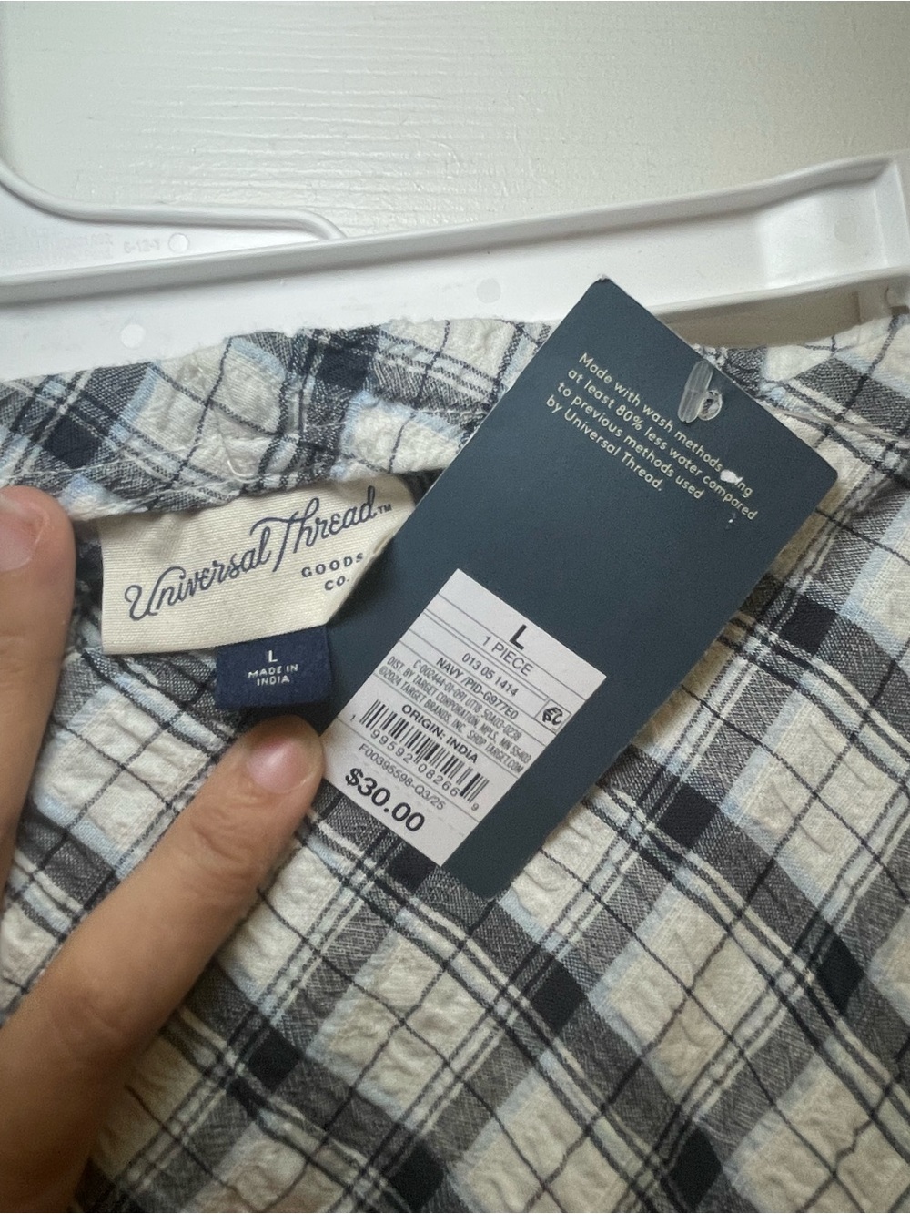 New women’s size large white & navy flowy plaid midi skirt Universal Thread - Picture 4 of 6